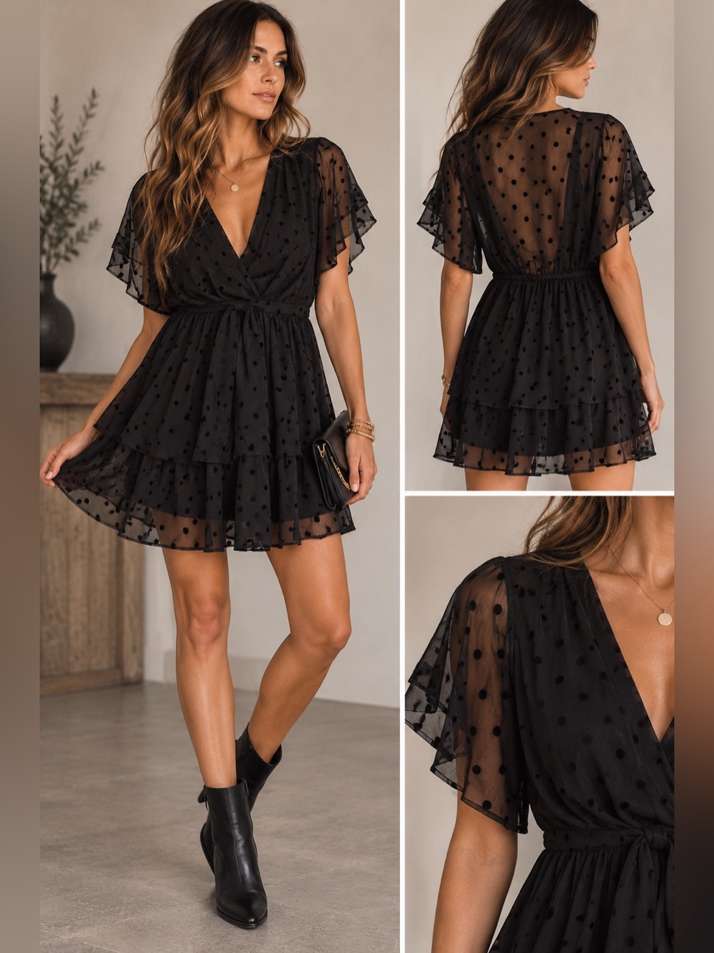 🖤 On-Trend FW2026🖤
Zara—Black, Sheer, Short Sleeve, Babydoll, Polka-dots